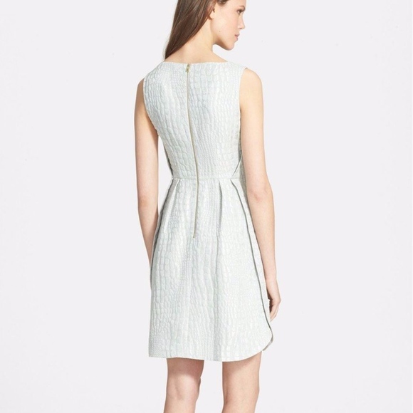 NEW Ted Baker London 'Kaleen' Textured Fit & Flare Dress Green/Grey [SZ‎ 3 ] - Picture 4 of 9